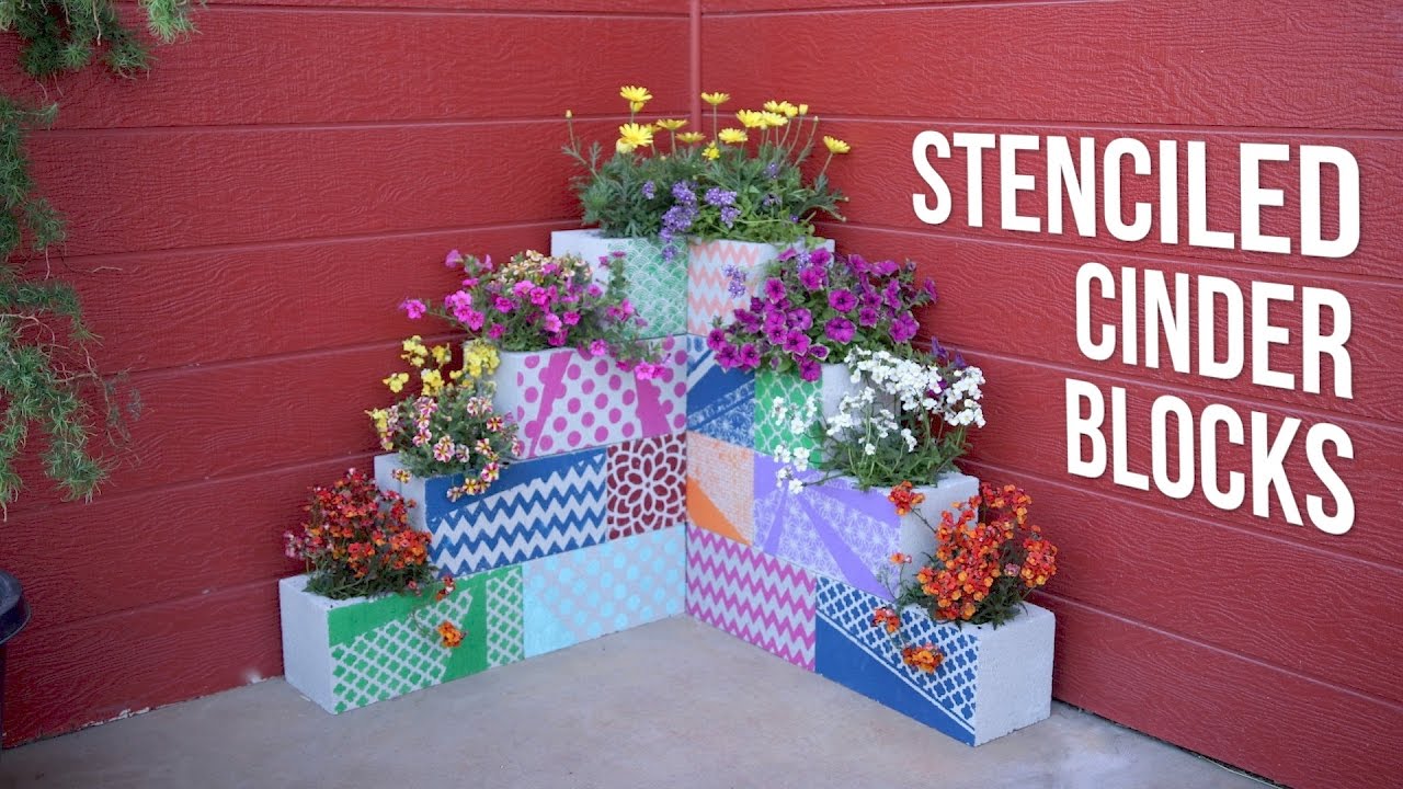 DIY Stenciled Cinder Block Planters // Garden Answer