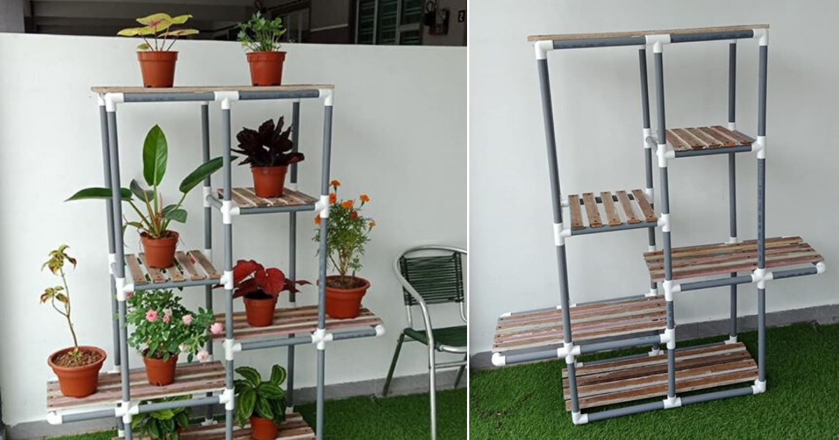 Bijak DIY Rak Pasu Dari Paip PVC, Ruang Kecil Pun Boleh Tanam Pokok!