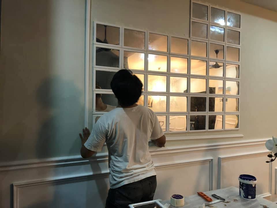 DIY Dinding Cermin Glam Moden Dari Cermin RM 2.10