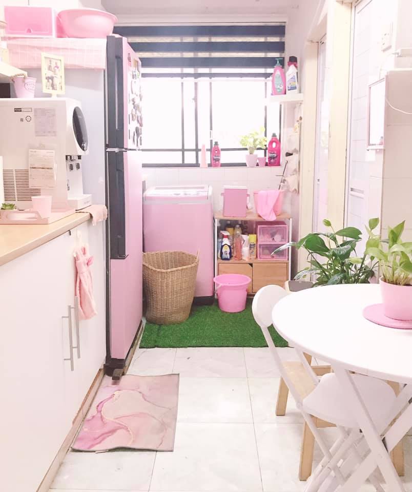 Dapur Sempit Rumah Flat Kos Rendah Dengan Tema &#8220;Soft Pink&#8221;